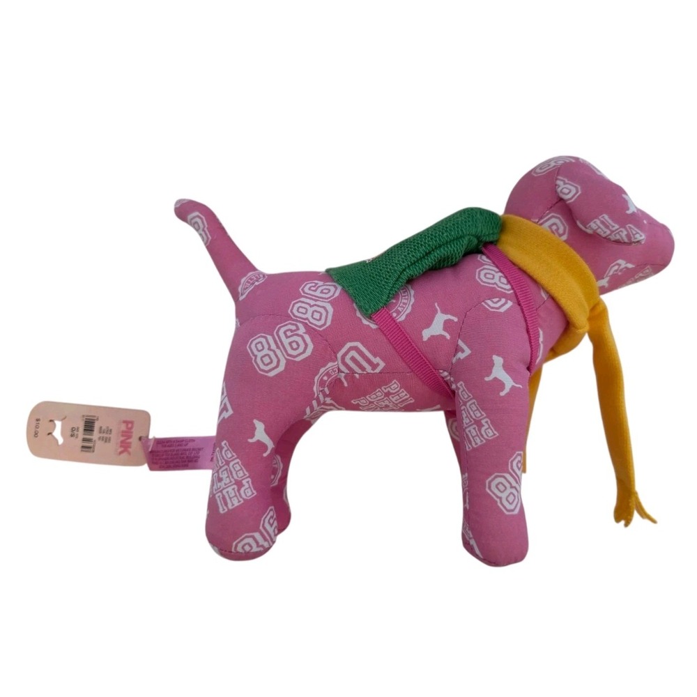 Victoria's Secret PINK Mini Dog - Pop Pink Green Backpack & Yellow Scarf Vintage